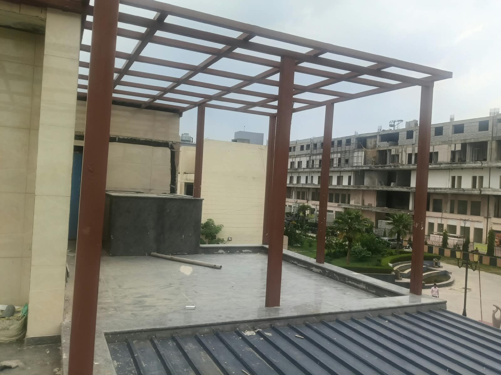 Rooftop Heavy Steel Pergola and Shed Structure